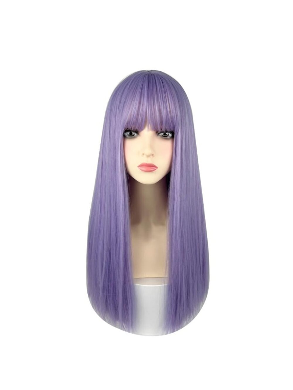 Women's Purple Heat Resistant Synthetic Fiber Long Straight Wigs Bangs